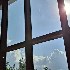 Bild von fensterfee reinigt Glas und Gebäude