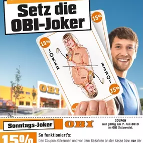 Verkaufsoffener Sonntag im OBI Salzwedel07.Juli 201913:00 bis 18:00 Uhr