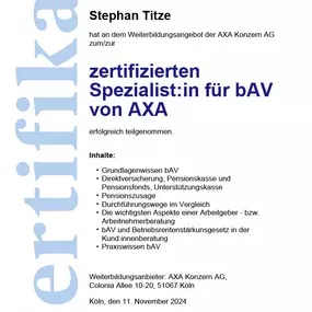 Stephan Titze - Spezialist für die betriebliche Altersversorgung