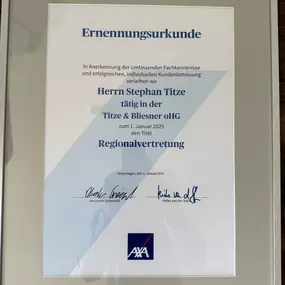 AXA hat uns zur Regionalvertretung ernannt