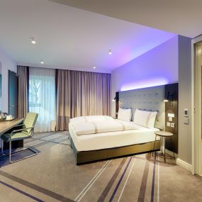 Premier Inn Düsseldorf City Friedrichstadt hotel accessible room with lowered bed