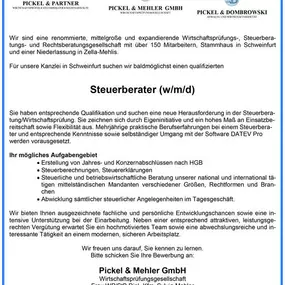 Für unsere Kanzlei in Schweinfurt sichen wir baldmöglichst qulifizierten Steuerberater (w/m/d)