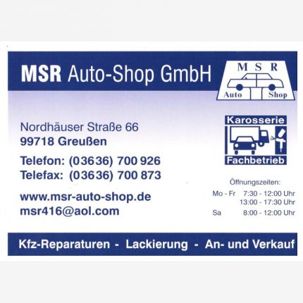Logotyp från MSR Auto-Shop GmbH