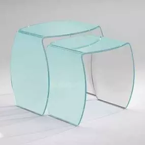 Mager Glas GesmbH - Beistelltisch aus 10 mm starkem gebogenem Glas, verfügbar in Klarglas oder in lackierter Ausführung in den Farben: Weiß, Schwarz, Rot, Blau, Grün, Braun, Gelb und Grau in den Maßen 40 x 41 x 34