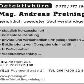 Detektivbüro Mag. Andreas Preining 4020 Linz