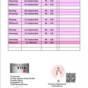Studio Öffnungszeiten für September