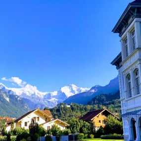 Direct views of the snowcapped Eiger, Mönch & Jungfrau mountains are included at the Adventure Hostel Interlaken