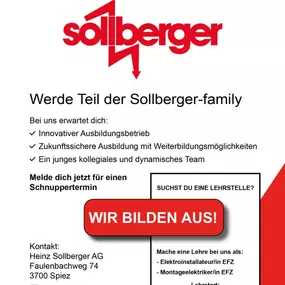 Ausbildung, Lehrlinge, Elektroinstallation, Elektroinstallateur, Elektroinstallateurin EFZ, Montageelektriker, Montageelektrikerin, Lehre, Sommer 2026 Sommer 2027