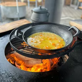 Kürbisrisotto auf dem Feuergrill