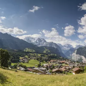 View over Wengen during summertime