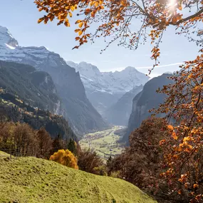 View on the Lauterbrunnen Valley in autumn