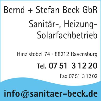 Logo van Bernd und Stefan Beck GbR Sanitärtechnik