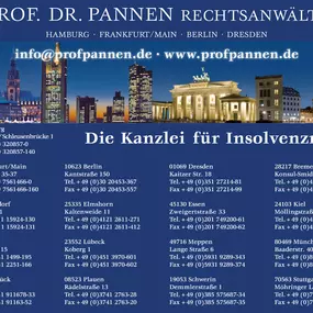 Prof. Dr. Pannen Rechtsanwälte, Hamburg, Frankfurt am Main, Berlin, Dresden, Übersicht Standorte