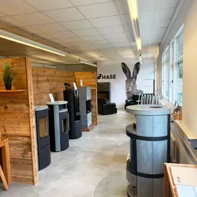 Hase Kaminöfen in unserem Ausstellungsraum.