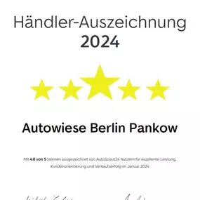 2024 Händler-Auszeichnung 
Autoscout 24