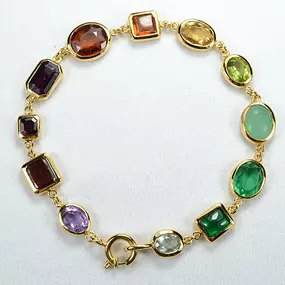 Armband Silber, feingoldplattiert mit 12 Farbedelsteinen