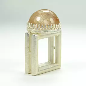 Viereckiger Ring in Silber mit Rutilquarz