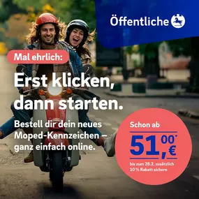 Dein Moped-Kennzeichen 2025. Gut versichert fährt sich´s besser. Versichere Mofa & Co. ganz einfach online direkt bei der Öffentlichen .