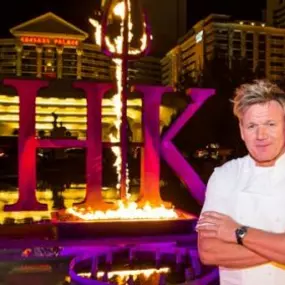 Gordon Ramsay Hell's Kitchen in Las Vegas at Caesars Palace Interior sign opening night