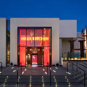 Gordon Ramsay Hell's Kitchen in Las Vegas at Caesars Palace exterior nighttime image of main entrance