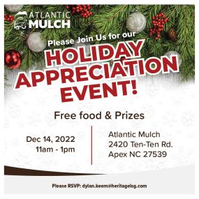 Come and join us for our Holiday Appreciation Event on December 14th from 11 am - 1 pm!