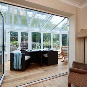 Our bifold doors are made from aluminium, a material known for its durability and bold range of colours. Unlike uPVC or wood, aluminium bifold doors have slimmer frames that can support larger panes of glass to make for some impressive views.
