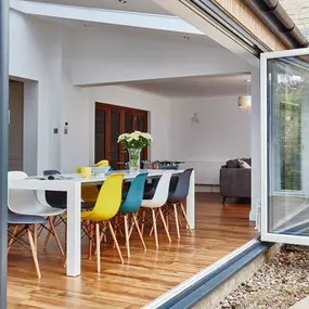 Connect your home and garden with a stylish set of Anglian external bifold doors. Add to the outside of your home or as an inside door between your Anglian conservatory and living space.