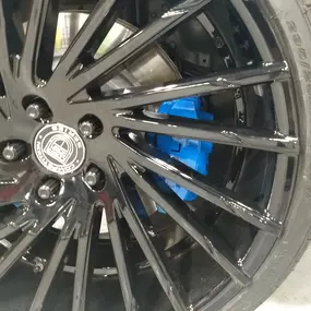 Painted brake calipers give wheels a clean pop of color!