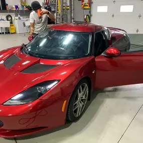 We added SunTek CIR Ultimate Ceramic tint and UV windshield film to this beautiful Lotus Evora to keep the driver nice and cool — even when passing ‘Vettes in the corners.