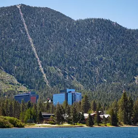 Harveys Lake Tahoe exterior. Elevate your adventure at Harveys Lake Tahoe, the very first casino hotel built on the South Shore.