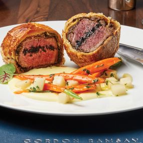 Gordon Ramsay Steak at the Horseshoe in Baltimore, Maryland offers up the famous beef wellington that Gordon Ramsay is so famous for.