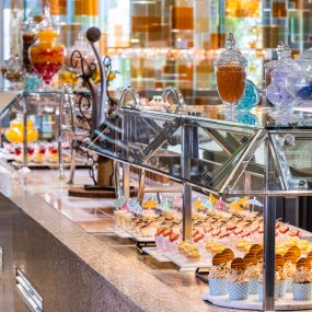 The infamous dessert station at the Bacchanal Buffet in Las Vegas Caesars Palace is a feast for the eyes as much as for your stomach. The Bacchanal Buffet is the largest buffest in Las Vegas with over 10 kitchens, 9 chef-attended stations, 250+ menu items, and infinite flavors.