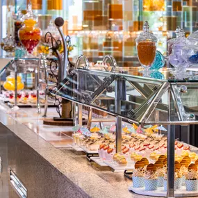 The infamous dessert station at the Bacchanal Buffet in Las Vegas Caesars Palace is a feast for the eyes as much as for your stomach. The Bacchanal Buffet is the largest buffest in Las Vegas with over 10 kitchens, 9 chef-attended stations, 250+ menu items, and infinite flavors.