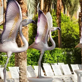 Flamingo statues at the Flamingo Las Vegas Pools