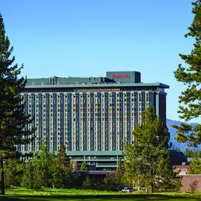 Harrah's Lake Tahoe exterior3-600dpi-4c. At Harrah's Lake Tahoe you can relax in luxe hotel rooms with premier amenities, play the slots and tables at the casino, reserve a table at a world-class restaurant, and get in on the vibrant nightlife.