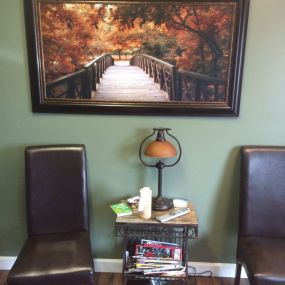Waiting room seating w/ cool painting