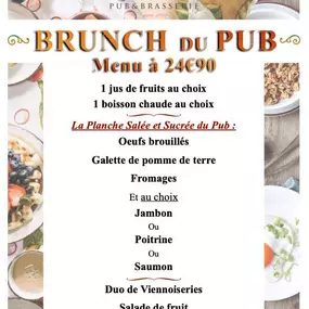 Menu Brunch du Pub