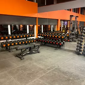 Zona de entrenamiento con mancuernas