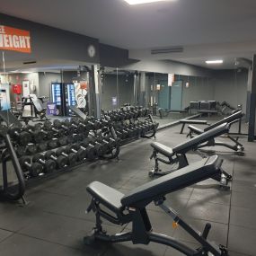 Zona de entrenamiento con mancuernas