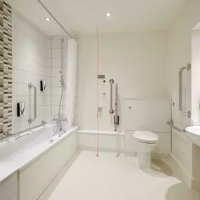 Premier Inn accessible bathroom with lowered bath