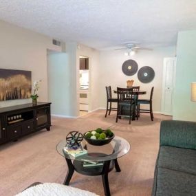 Living room at Hamilton Trace apartments in Road Okemos, MI