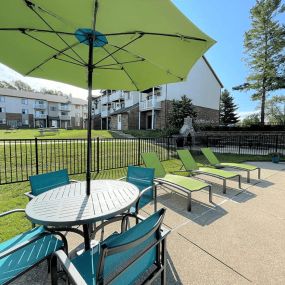 Pool chairs at Kentwood apartment