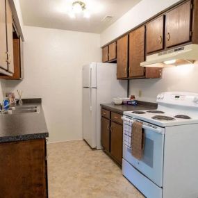 Kitchen at Lakewood Apartments in Haslett, MI