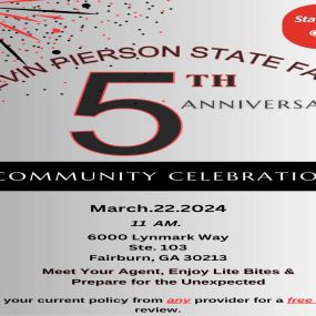 It’s our 5th Anniversary!!!
Come join us this Friday, at 11am to celebrate our 5th Anniversary Community ???? ????
Where: 6000 Lynmark Way, Suite 103 Fairburn, GA 30213
When: This Friday, March 22nd, 2024
Time: 11am
Come see the faces that are providing you great service.
Light bites, games, and goodies!!!
