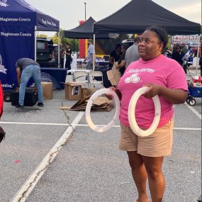 So we were at South Fulton’s NATIONAL NIGHT OUT!!
An amazing night and community event!!!
Q from 112 was the MC for the night and gave us little serenade.
There was a juggler who tried to teach Cheri how to juggle ????????Good try Cheri!!!
The beautiful stilts walker. I do not know how she can keep balanced on them. 
It was a great event of networking and seeing police and community leaders in another light.