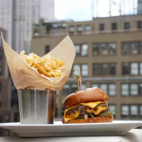 Double Patty Burger at Refinery Rooftop