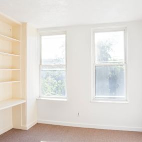 Bedroom with Wall Shelving