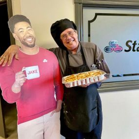 Who doesn’t love cinnamon rolls?? We usually take Jake out to local businesses but today The Cinnamon Roll Guy stopped in our office. Jake couldn’t resist the photo op or these cinnamon rolls! We learned that they take special requests as well as daily delivery orders!