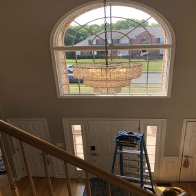 Installed one beautiful glass chandlier from the island of Murano, Italy!