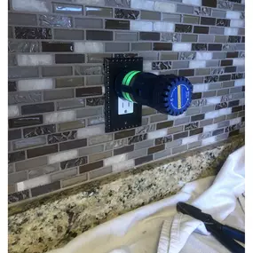 Service call: Nonfunctional kitchen countertop electrical outlets. Issue was a nonfunctional GFCI device. We removed the old electrical device and installed a new Leviton GFCI device with a green LED indicator light. Electricity was restored and 100% functional. Clients were very pleased!